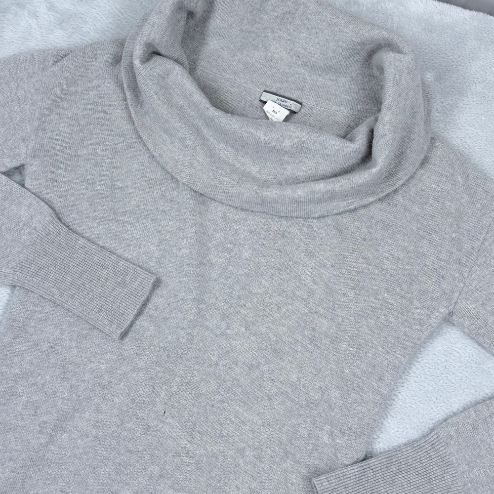 J.Crew 100% Cashmere Sweater Womens XXS Draped Cowl Neck Gray Snap Side Vent